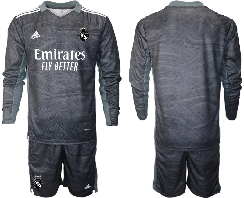 Men 2021-2022 Club Real Madrid black Long Sleeve goalkeeper blank Soccer Jersey